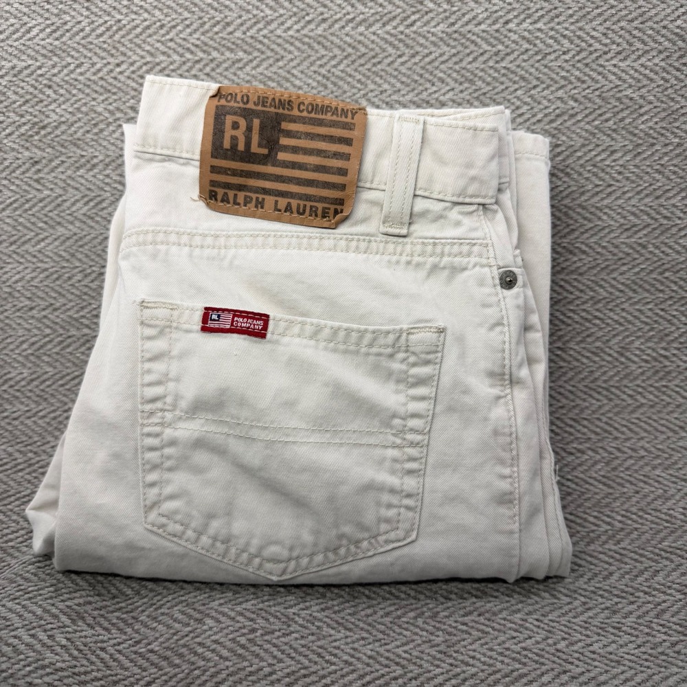 Polo Jeans Co Ralph Lauren Saturday Jean Off White Straight Leg Cotton Size 2
